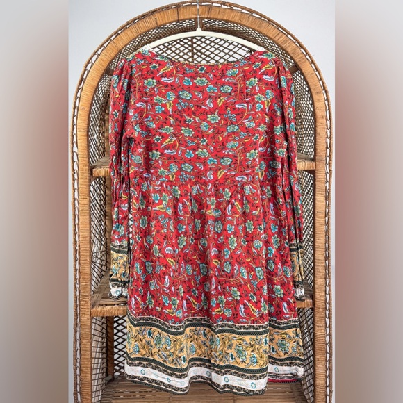 Emery Rose Boho Floral Long Sleeve Mini Dress Size Small Peasant Cottagecore - Picture 3 of 4